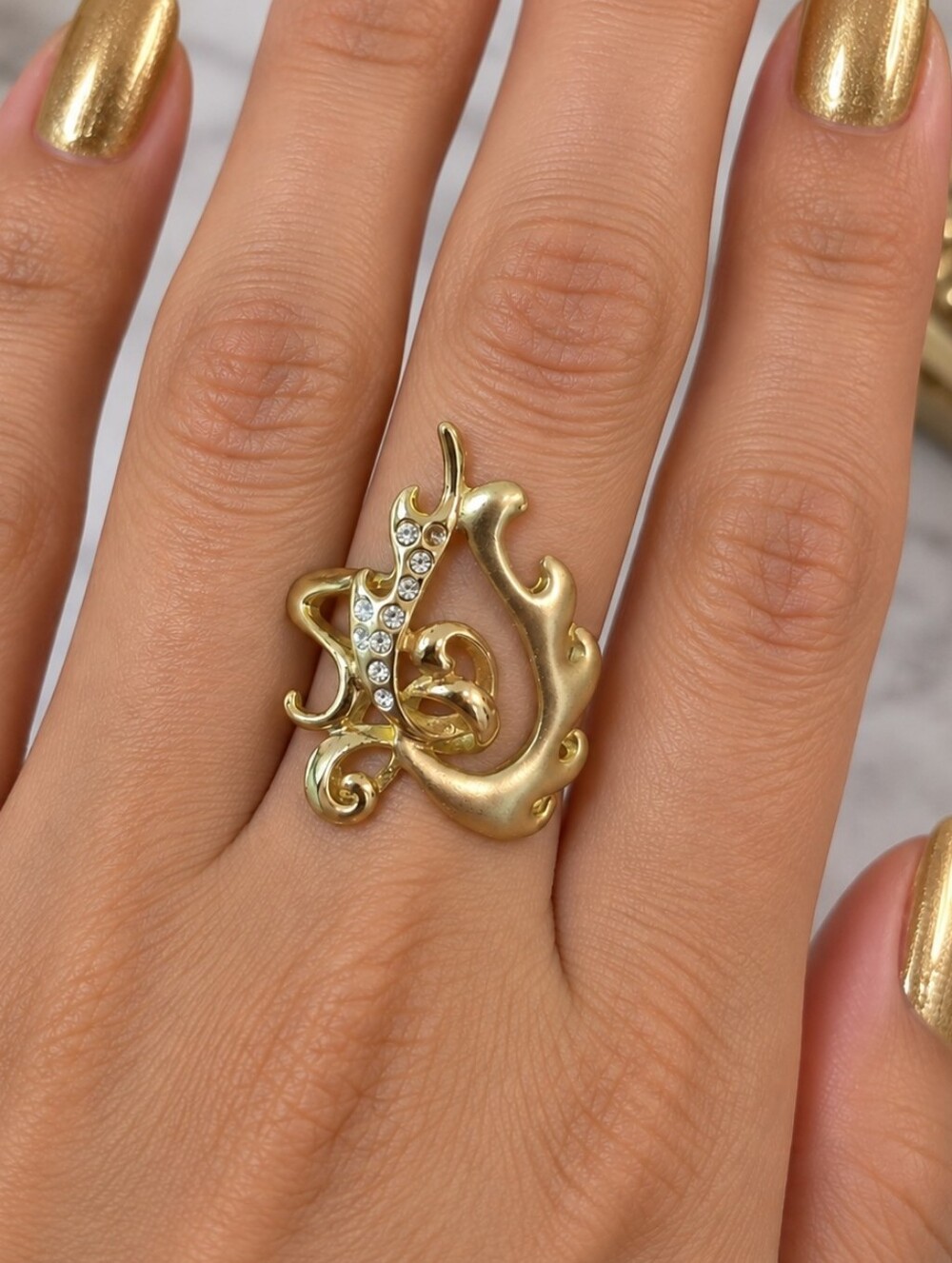 Gold Statement Ring Chunky Cocktail